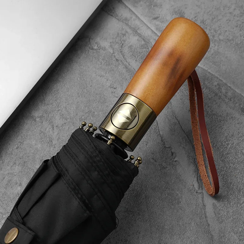 Parachase Automatic Umbrella Rain Women Men 115cm Double Layer Windproof Umbrella Wood Handle 10 Ribs Golf Umbrellas automatic umbrella windproof umbrella wind resistant umbrella