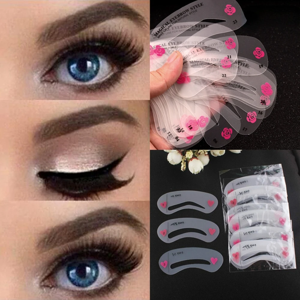 24StylessetEyeMakeupStencilsGroomingEyebrowStencilKitsDIY