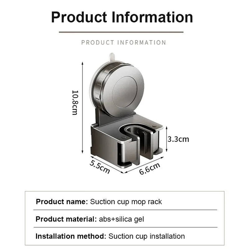 Kein Bohren nötig, Saugnapf, Wandbehang-Clip, Saugmopp, Badezimmer, perforationsfreier Mopp-Clip, Besen, Mopp-Haken, feste Aufbewahrung ﻿ – Detail 11