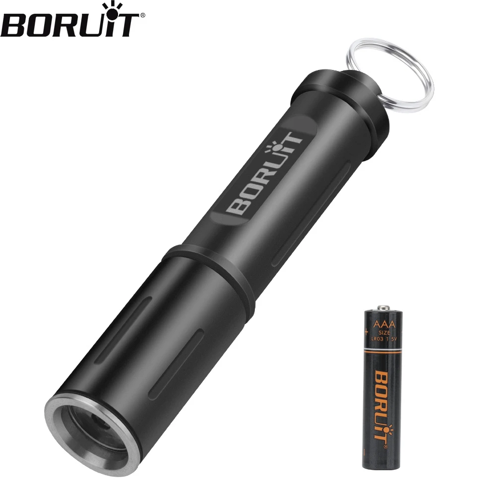 BORUiT RJ11 소형 LED 키체인 손전등 120 루멘 AAA 배터리 손전등 휴대용 미니 토치 IP67 방수 포켓 랜턴