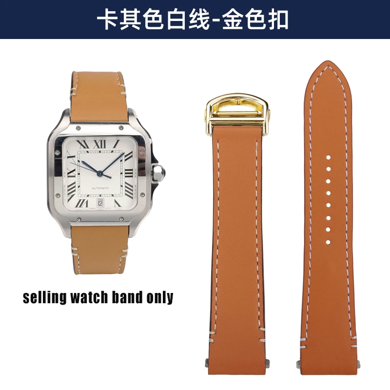 thumbnail image 1 of Reloj de cuero de liberación rápida de 21 mm con accesorios para pulsera de reloj con hebilla flotante Caitier Santos WSSA0009 WSSA0018, 1 of 5
