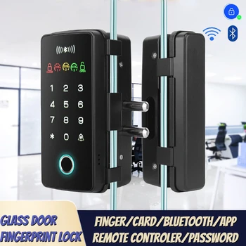 스마트 문짝 잠금 장치, WIFI 원격 잠금 해제, 임시 비밀번호 지문 마그네틱 카드 비밀번호 키, 원격 스마트 유리 안전 문짝 잠금 장치