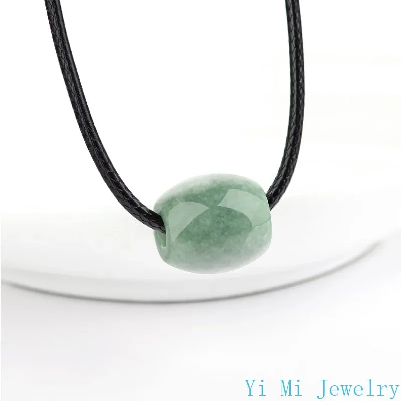 Jadeite Pendant Planted Bean Green Transfer Bead Female Jade Necklace S925 Silver Chain for 1 Real and Items