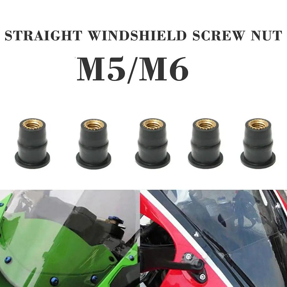 

10pcs M5/M6 Motorcycle Windscreen Windshield Well Nut Screw Universal Screws Bolts Mounting Fairing Fastener Windscreen Kit O3E2