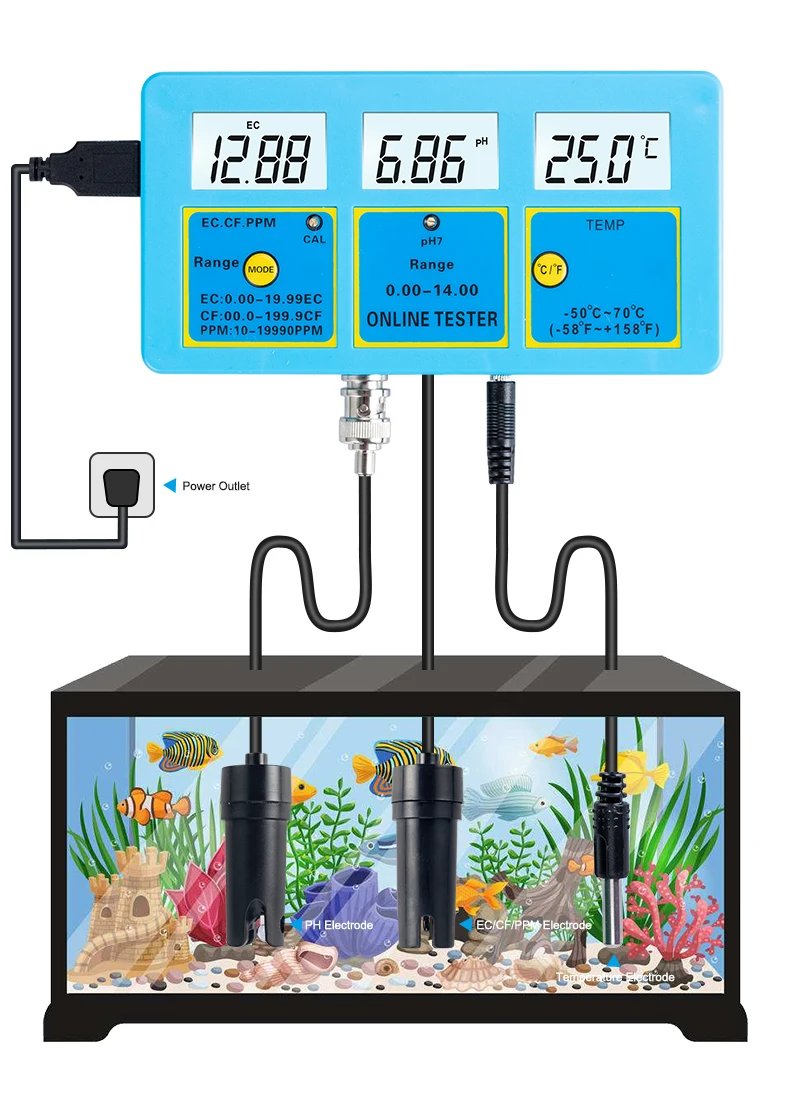 Monitor de calidad del agua 5 en 1 multiparámetros, dispositivo de