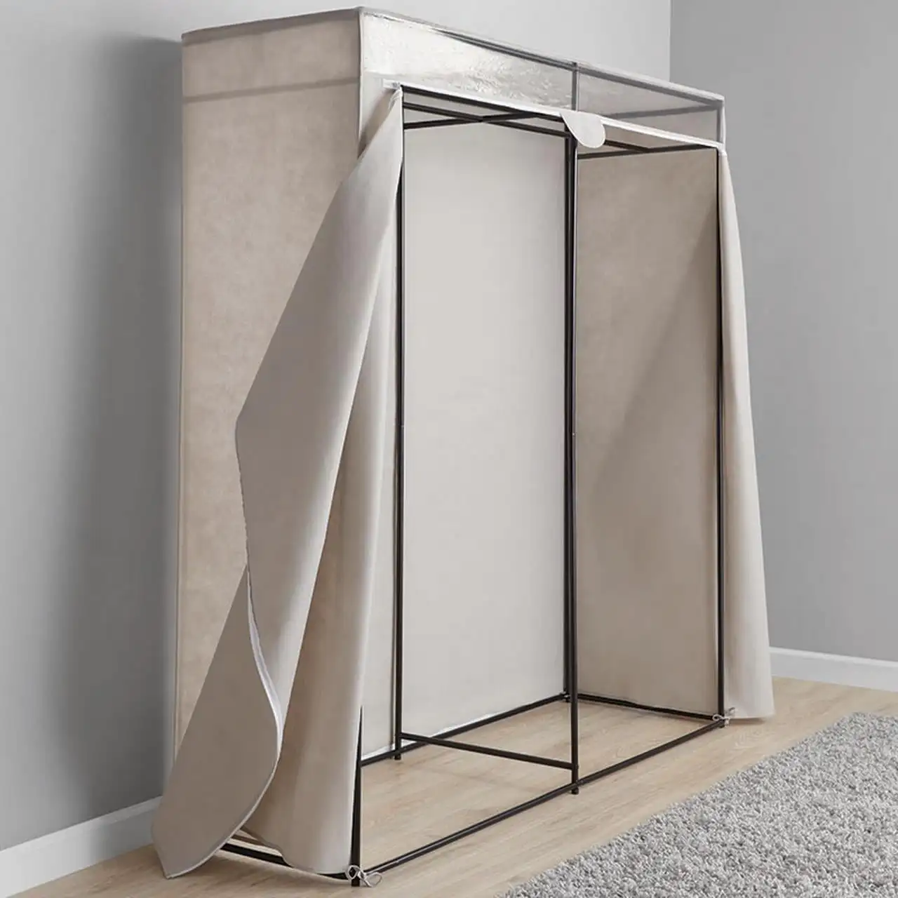 

Mainstays Single Steel Tier Zippered Extra Wide Clothes Closet, 60", Grey Pumice