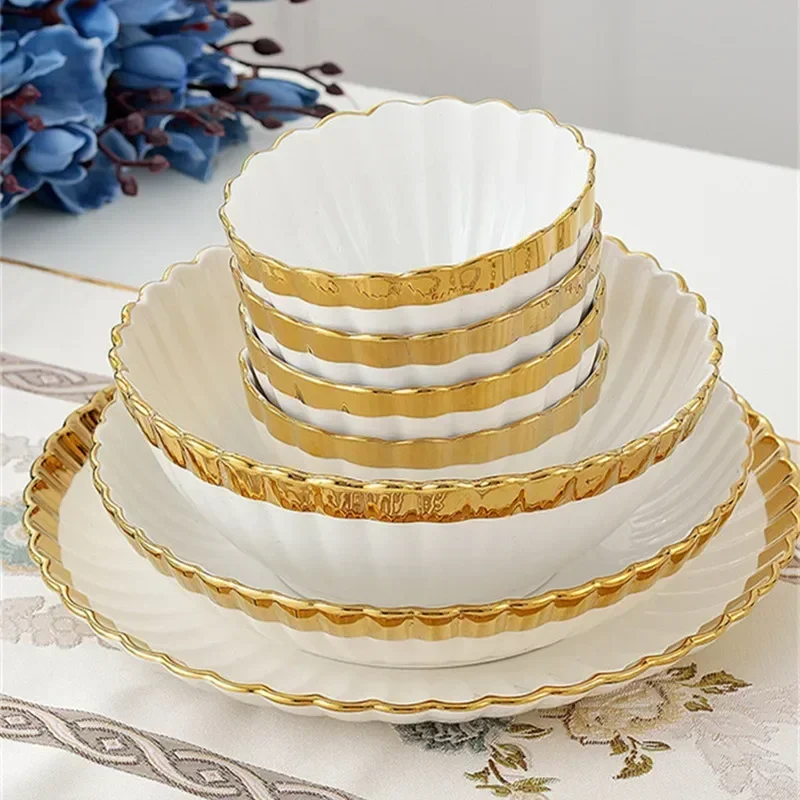 1pcs Upgrade white porcelain plates for food, dinner dishes, salad, soup bowls, ceramic porcelain plates, and tableware