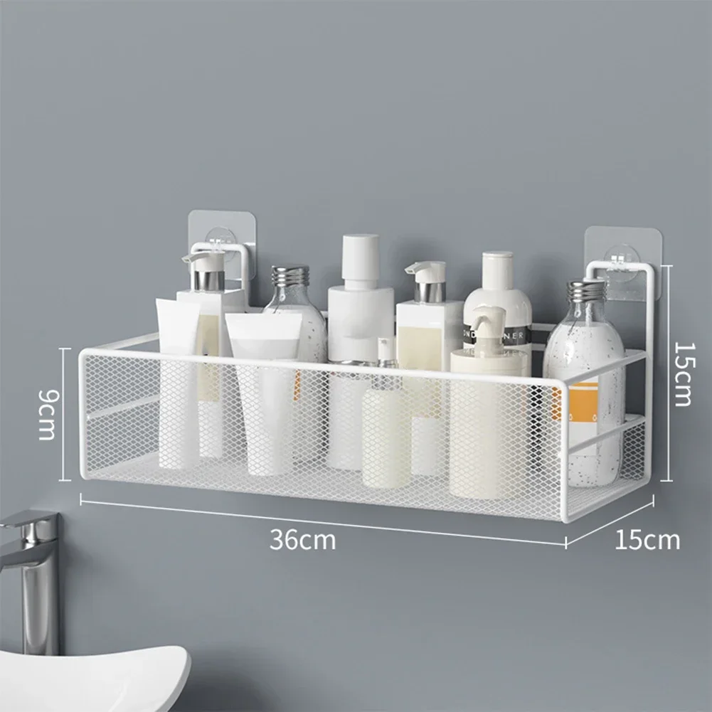 Punch-free Bathroom Self-stickers Rack Bathroom Shelf Toilet Space Storage Hang Basket Rack Organizer Hang On The Wall