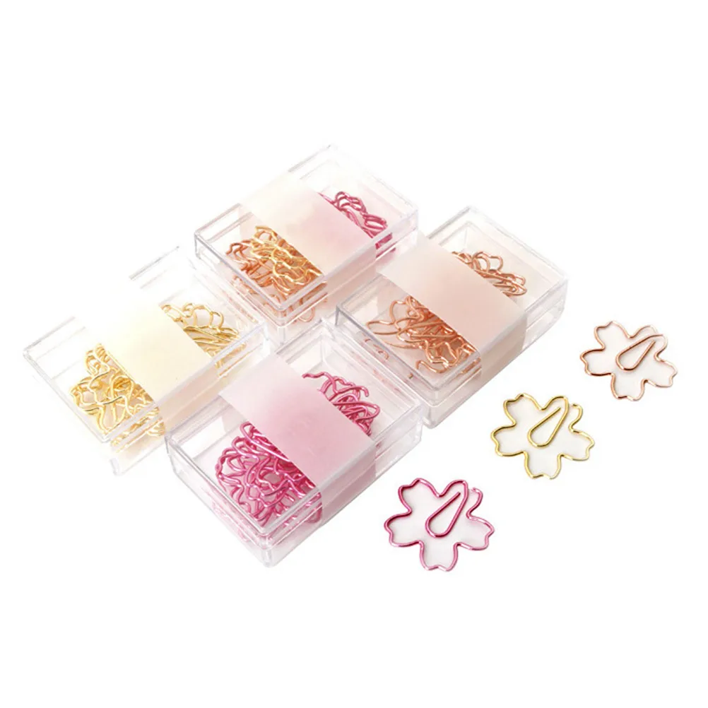 12Pcs 크리 에이 티브 꽃 금속 종이 클립 세트 대형 강력한 클리핑 포스 전기 도금 북마크 클립 노트 사진용