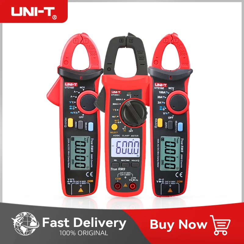 UNI-T UT204 Plus UT210E UT210D Digital Current Clamp Meter Multimeter True RMS 400-600A Auto Range Voltmeter Resistance Test digital multimeter clamp meter