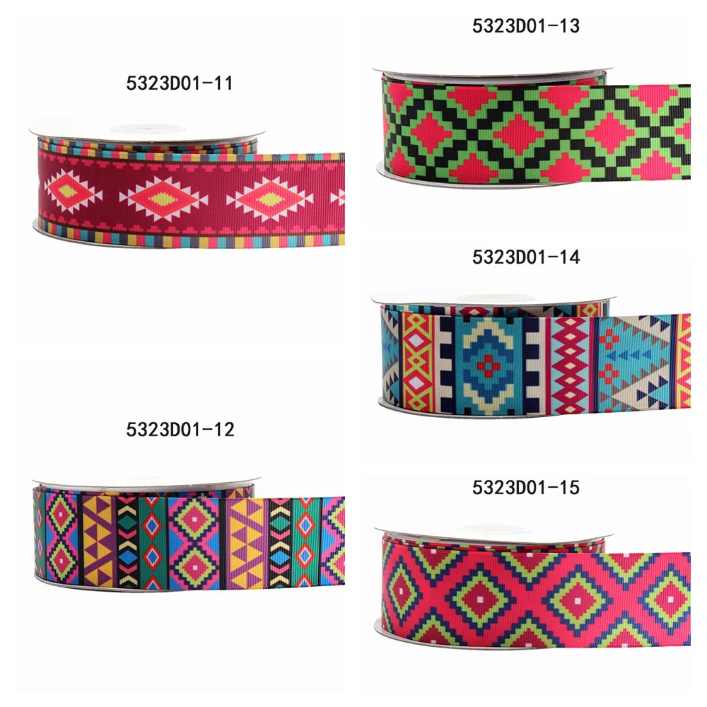 

Printed Aztec Plaid Grosgrain Ribbon 25mm FOE 50yards/lot for DIY Hair Bows