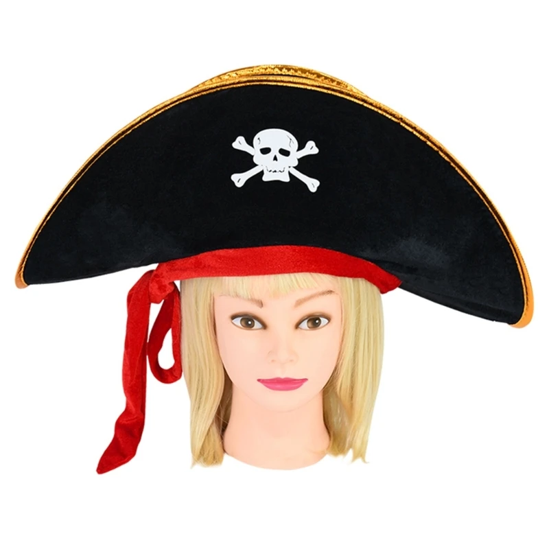 Pirate Party Hats For Kids Birthday Skull Print Pirate Captain Hat Halloween Hat Theme Birthday Party