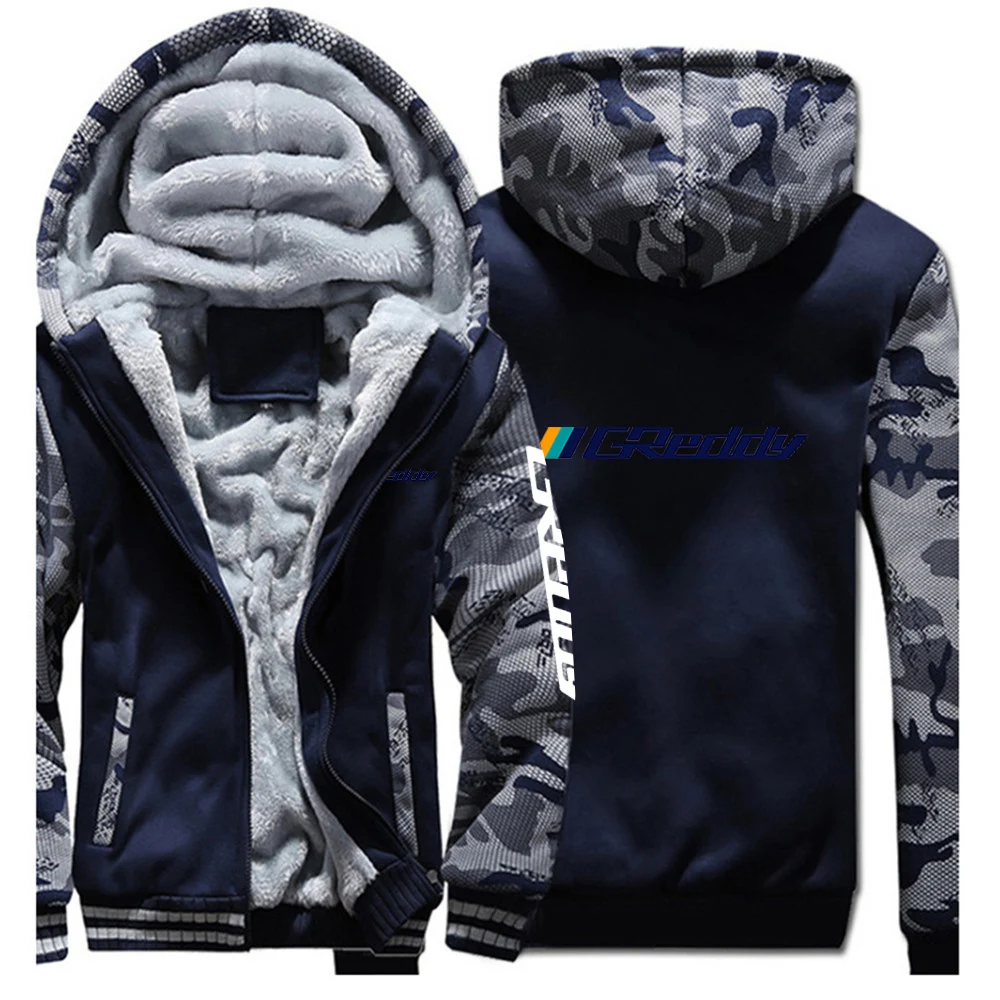 Men's Autumn Winter Zipper Hoodies Thick Sweatshirt Tops