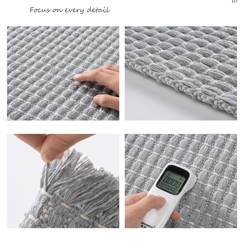 Kitchen Floor Mat Lightweight Entryway Woven Throw Mat with Tassels Non-Shedding Washable Pile Runner for Bedroom Doorway