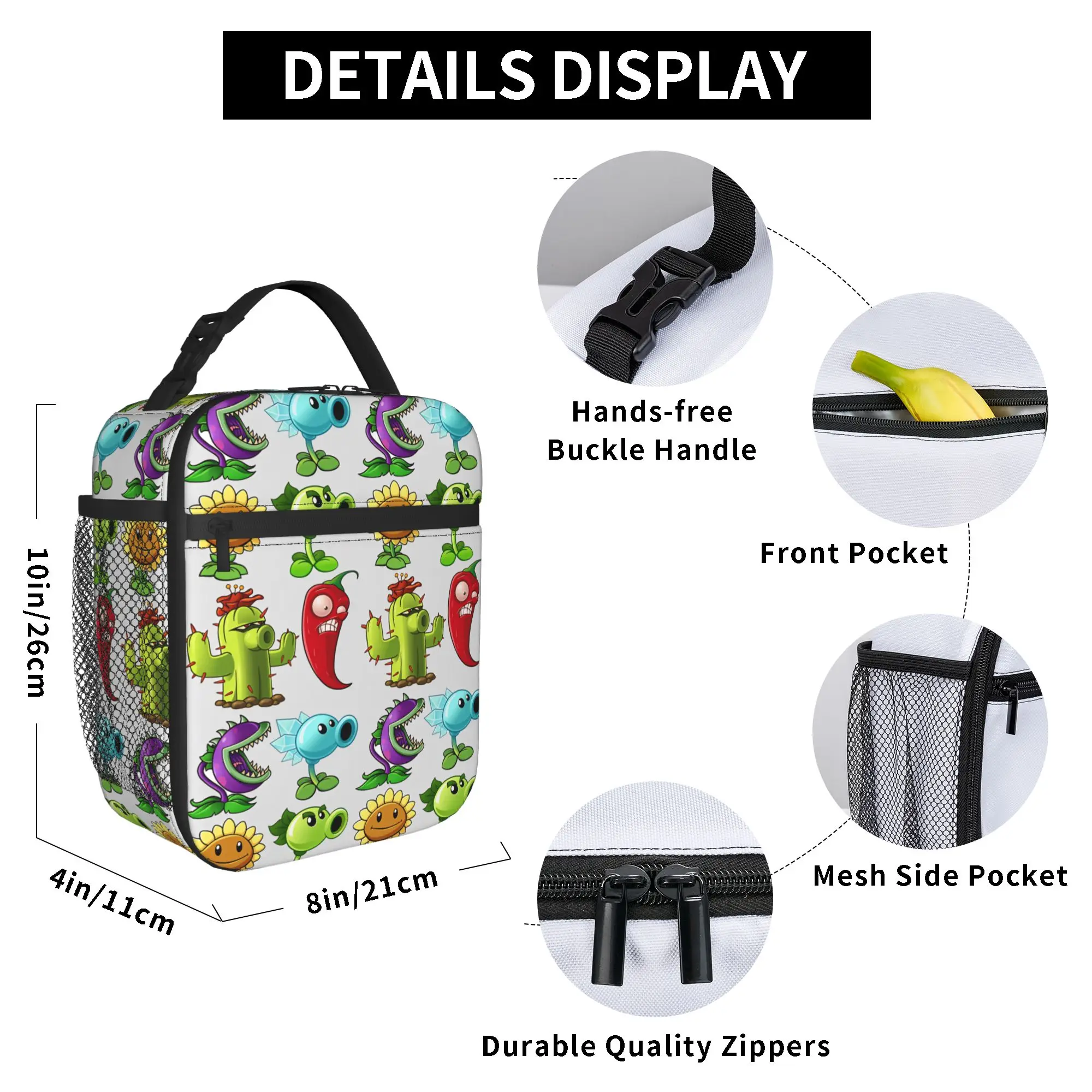 Insulated Plants Vs Zombies Character Lunch Tote – Waterproof Picnic Cooler Bag
