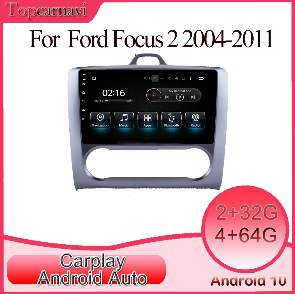 Topcarnavi Android car multimedia DVD stereo radio video GPS Glonass navigation CarPlay for Ford focus 2 2004-2011 din |