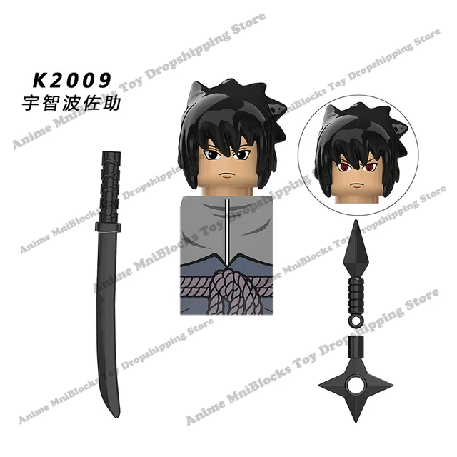 Naruto Sasuke Kakashi Akatsuki bricks Building Blocks Anime cartoon Mini Action Figures Heads Assembly Toys kids Birthday Gifts Blue
