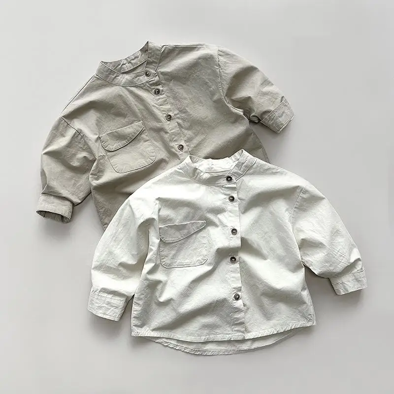 Spring New Children Versatile Shirts Coat Baby Cotton Long Sleeve Tops Girl Boys Casual Single Breasted Jacket Kids Clothes