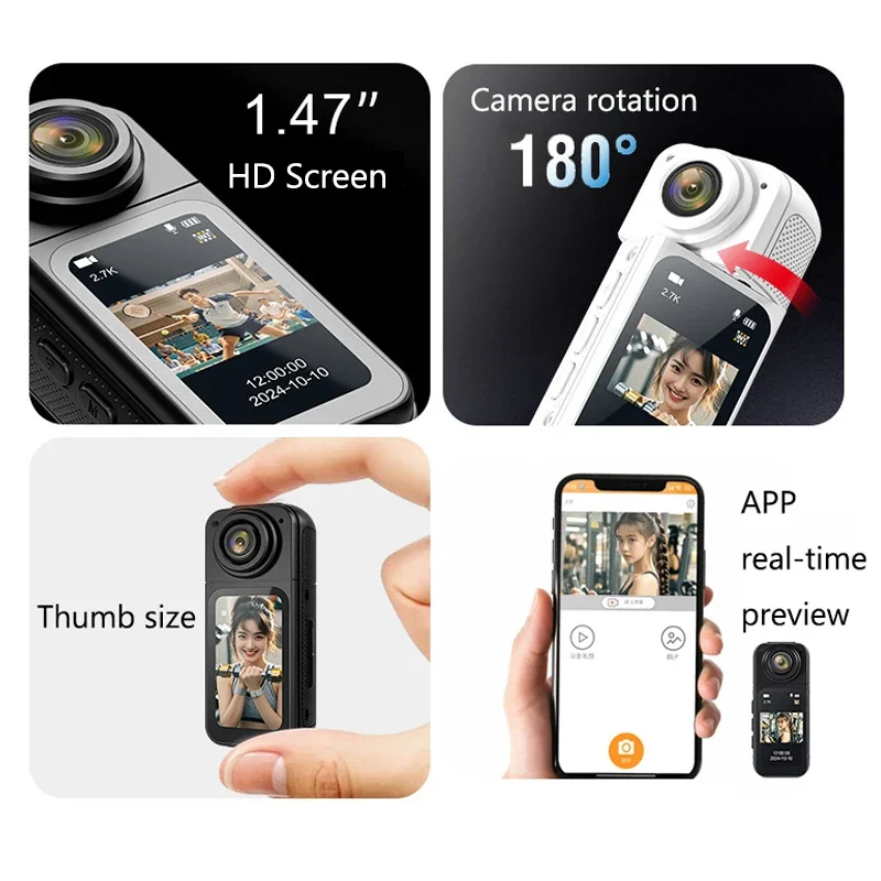 Thumb Camera 2.7K HD 180° Rotate WIFI Sport DV Cycling Recorder Magnetic attraction Outdoor Action Camera 3