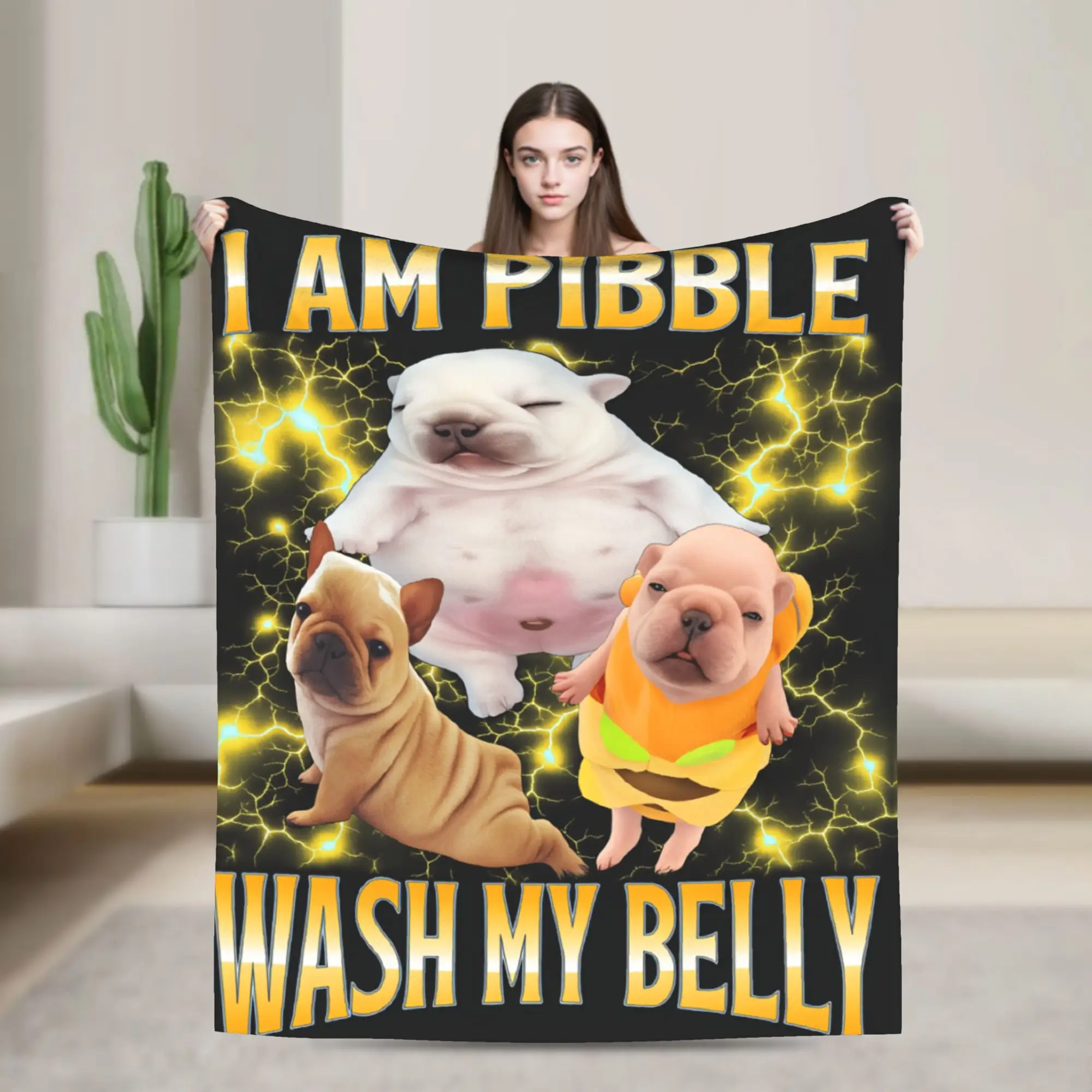 I am Pibble Dog Puppy Wash Clean My Belly Blanket Warm Soft Aesthetic ...