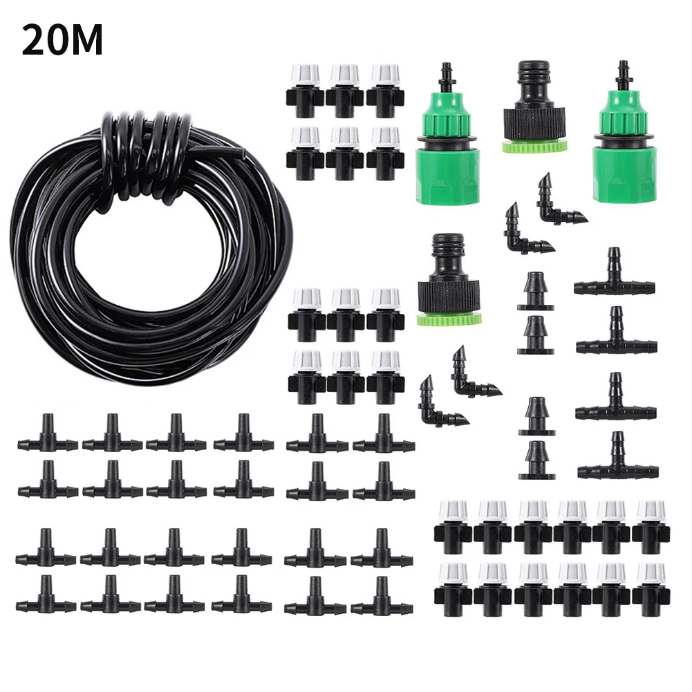 10/20M Lawn Misting Irrigation Kit Portable Garden Hose Drip Irrigation Kit Water-saving Gardening Tools for Garden Greenhouses