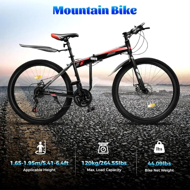 Bicicleta de Montaña de 26 pulgadas, ruedas de radios de 21
