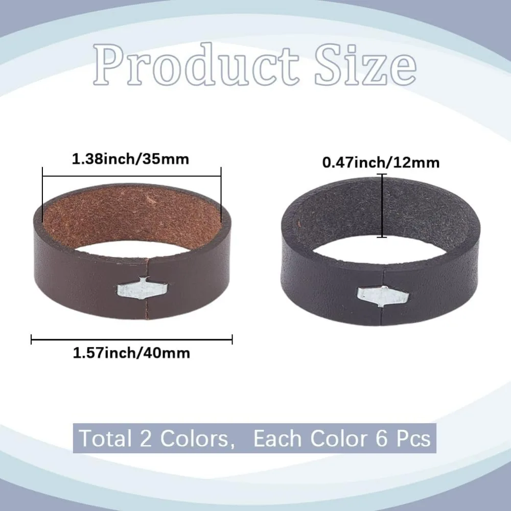 Cowhide Leather Belt Loop Keeper Set - 12 Pcs in Black and Brown