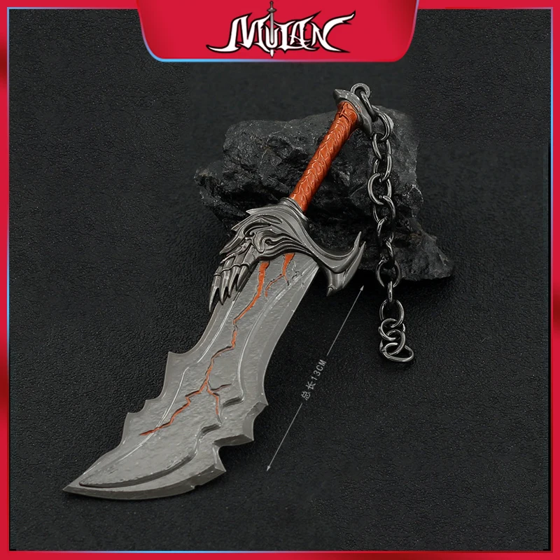 13cm God of War Medieval Melee Weapon Blades of Chaos Alloy Keychain Cosplay Model Katana Sword Game Peripheral Toy Gift for Boy ophir non slip metal scalpel knife blades kit engraving knives gundam model cutter for diy craft repair hand tools mg003