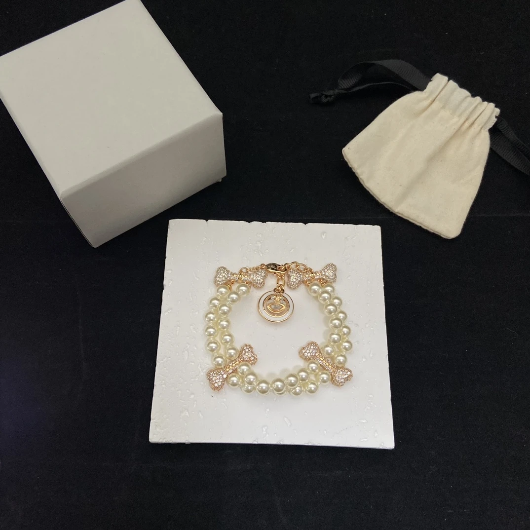 Saturn Full Drilling Vermiculite Collana Femminile Bone Bone Planet Doppio Braccialetto