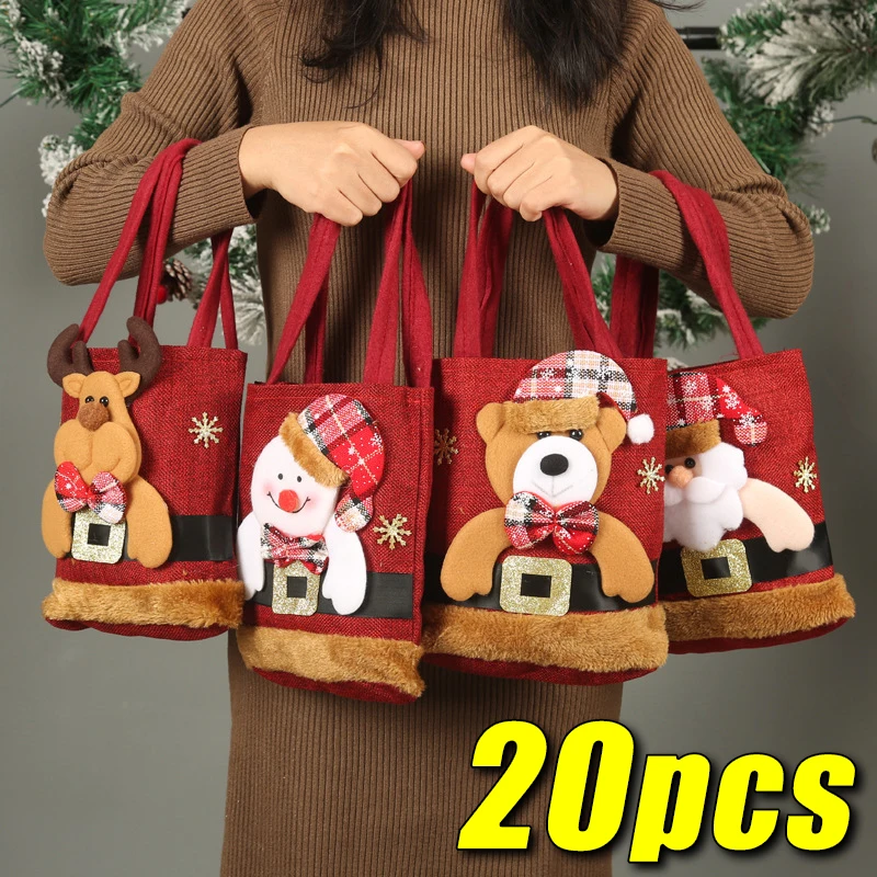 ACTOYS 4 Sacs Cadeaux De Noël, Sac Biscuit Et Bonbons Avec
