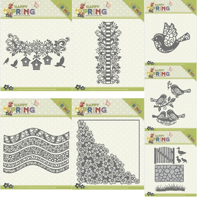 Mmao Crafts Metall-Stahlschneideformen, neue Frühlingsvogel-Blumenkanten-Schablone für DIY Scrapbooking, Papier-/Fotokarten, Prägeformen
