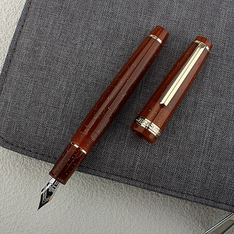 Jinhao 82 Fountain Pen Acrylic Ink Pen Spin Golden EF F Nib Elegante Business Office School Supplies Writing Pen 4