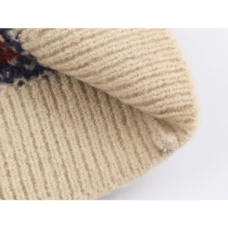 Vintage Casual Chic Women Sweater Long Sleeve Jacquard Knitting Cardigans Fashion 2025 Autumn Winter Elegant Cardigan Coat