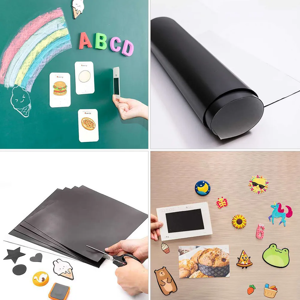 10개입 유연 자석 시트, 논마크 접착제가 있는 한쪽 면이 자석, 한쪽 면이 스티커, DIY 사진 자석 냉장고에 이상적