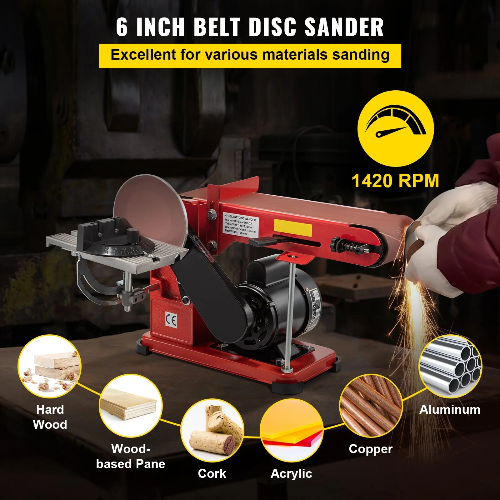 Belt Sander 4" x 36" Electric Adjustable Bench Belt Sander 375W Grinder Bench Sanding Machine With 4 Rubber Foot Pad,electric grinder,electric sander,belt sander
