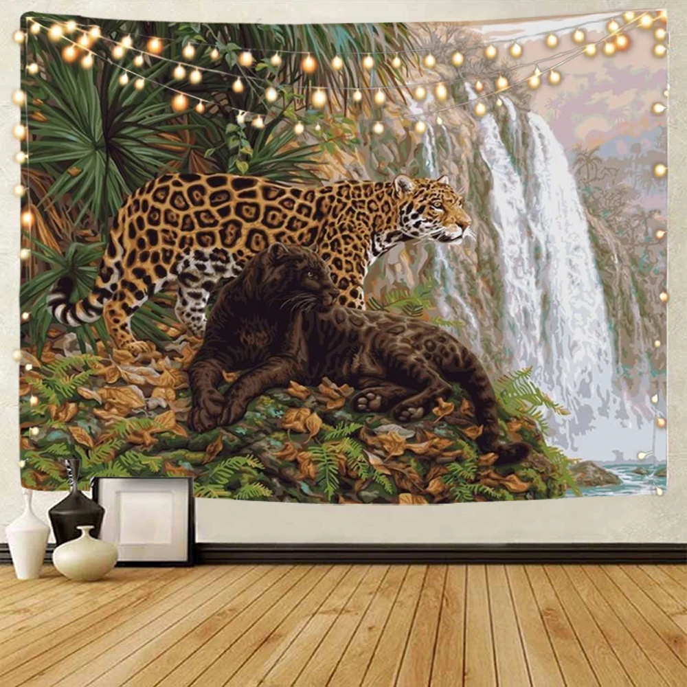 Grassland leopard, jungle leopard, forest leopard animal background decoration tapestry home background decoration