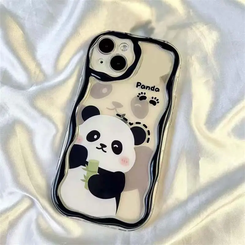 Cartoon Panda Bracelet Phone Case - Stylish and Fun Cover with Attached Bracelet