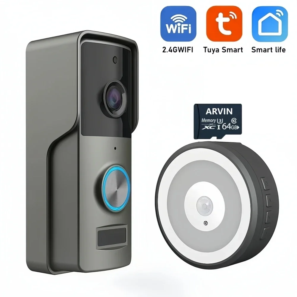 Tuya Smart Video Doorbell Camera Wireless Wifi HD 1080P Outdoor Warterproof Battery Wired AC 12V-24V Powered Alexa Google Home