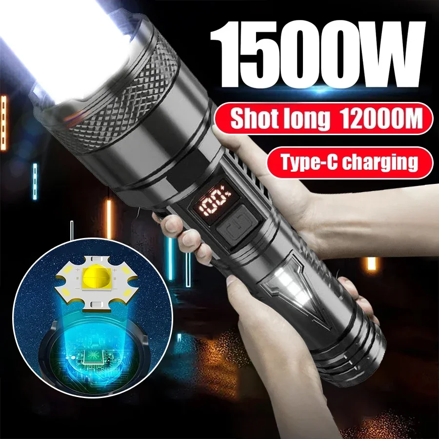 1500W 슈퍼 휴대용 충전식 Led 램프 내장 배터리 방수 높은 전원 Led 손전..