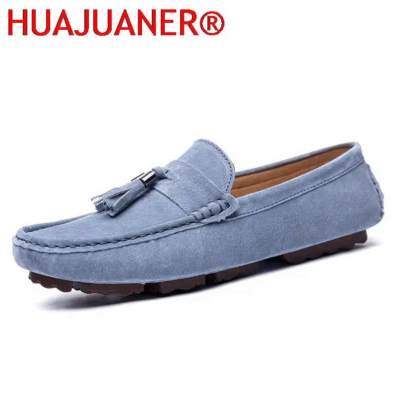 

Fashion Leather Suede Tassel Loafers Men Classic Business Loafers Driving Shoes Vintage Designer Flats Male Slip On Men's Shoes