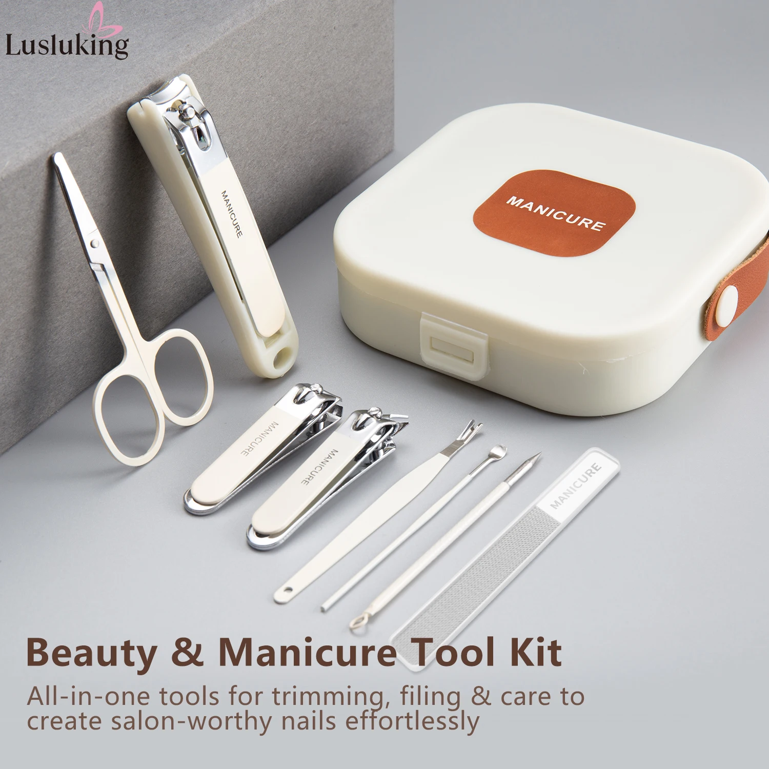 Deluxe Nail Care Kit: Precision Clippers, Nano Glass Buffer & Organizer Case