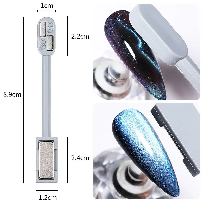 Nail Magnet Double Head Powerful Cat's Eye Magnet Nail Art 3D Magic Cat's Eye Glue Enhancement Tool for Lightning Pattern cat eye nail tool magnetic nail art tools magnetic nail tools