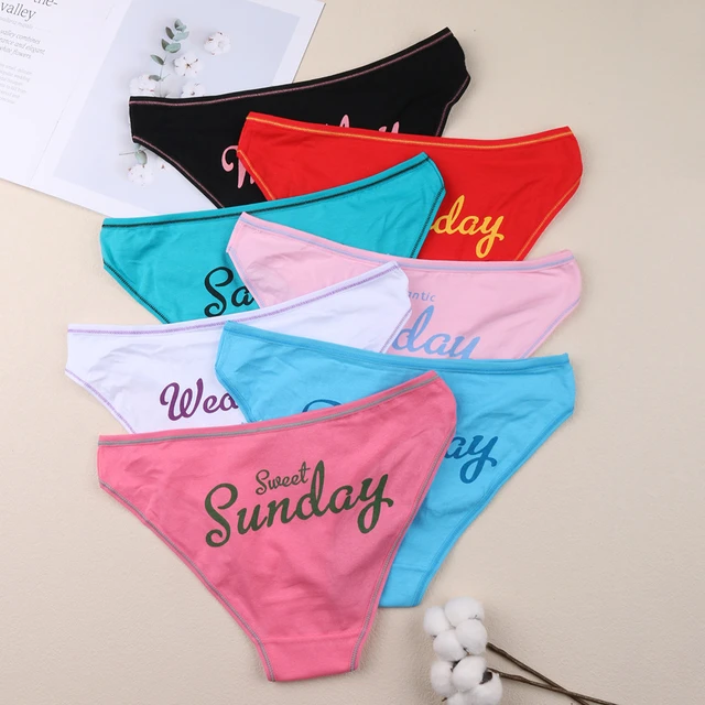 7 Pcs/lot for Women Panties Sexy Cotton Print 7 Days A Week Briefs Female Underwear  Panty Comfort Breathable Underpants XXL Size - AliExpress