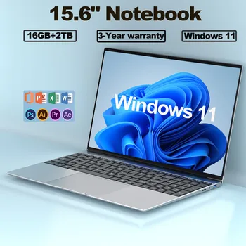 NEW 15.6" Ultra Slim Laptop  Intel N3700 Notebook Gamer 16GB RAM 2TB SSDWindows11 Pro 1920*1080 Display Office Study Computer PC
