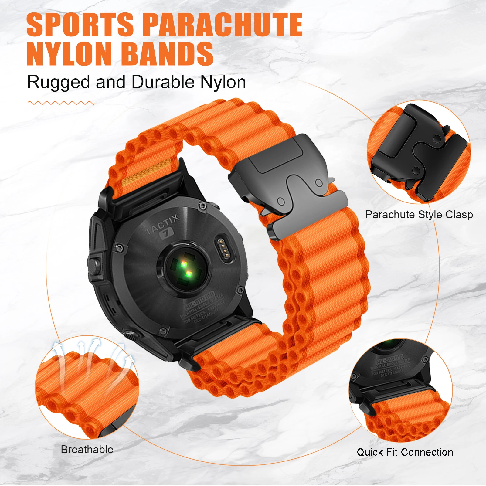 Woven Nylon QuickFit Watch Band - 20mm/22mm/26mm Adjustable Strap Bracelet