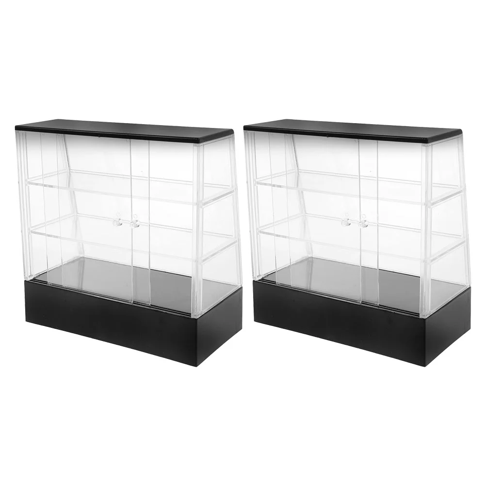 

2 Pcs Dollhouse Cake Cabinet Locker Decor Mini Cupboard Dessert Miniature Bakery Toy Room