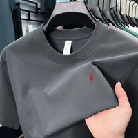T-shirt à manches courtes haut de gamme 100% coton, marque de créateur, broderie poney, col rond, mode décontractée, vêtements de golf pour hommes 3