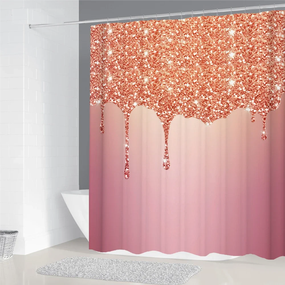 

Golden Dream Glisten Printed Shower Curtain With Hook waterproof Bathroom Curtain Polyester Curtain 3D Shower curtains 240*180cm