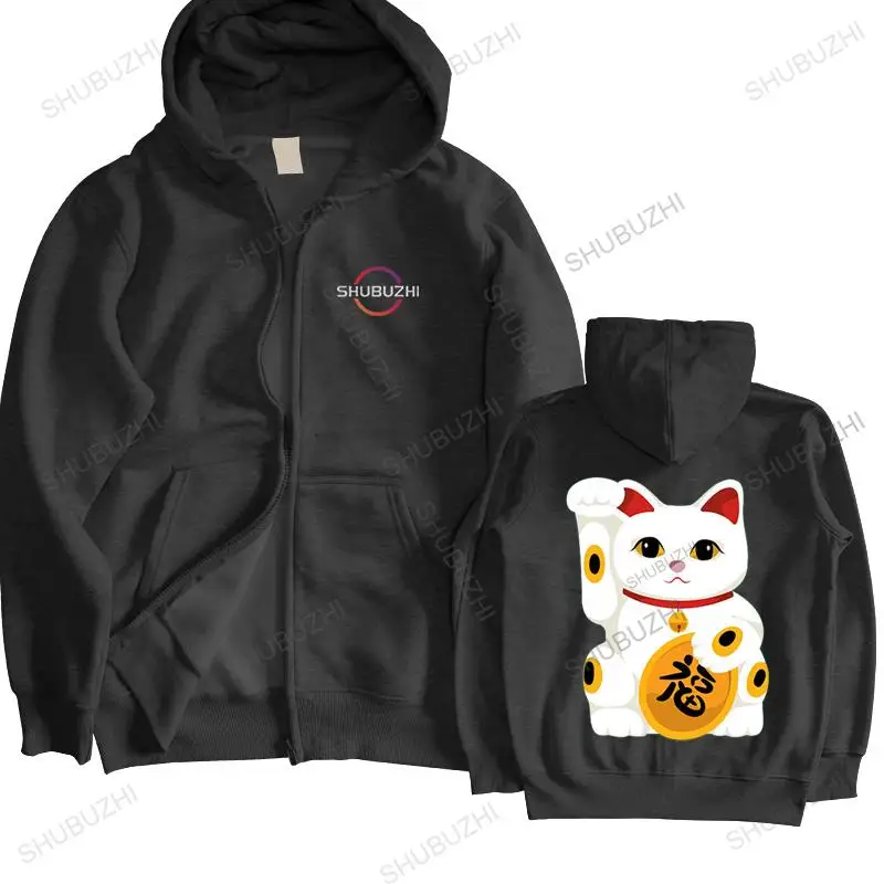 

homme cotton Brand Clothing hoodies Lucky Cat hoodie Vintage Blue Sizes Small through XLarge unisex Outwear male Harajuku coat