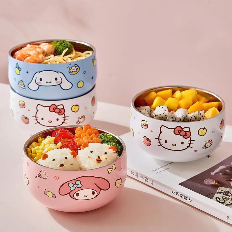 

Чаша Sanrio персональная Hellokitty Mymelody Cinnamoroll двухслойная непромокаемая детская чаша 316 домашняя посуда из нержавеющей стали